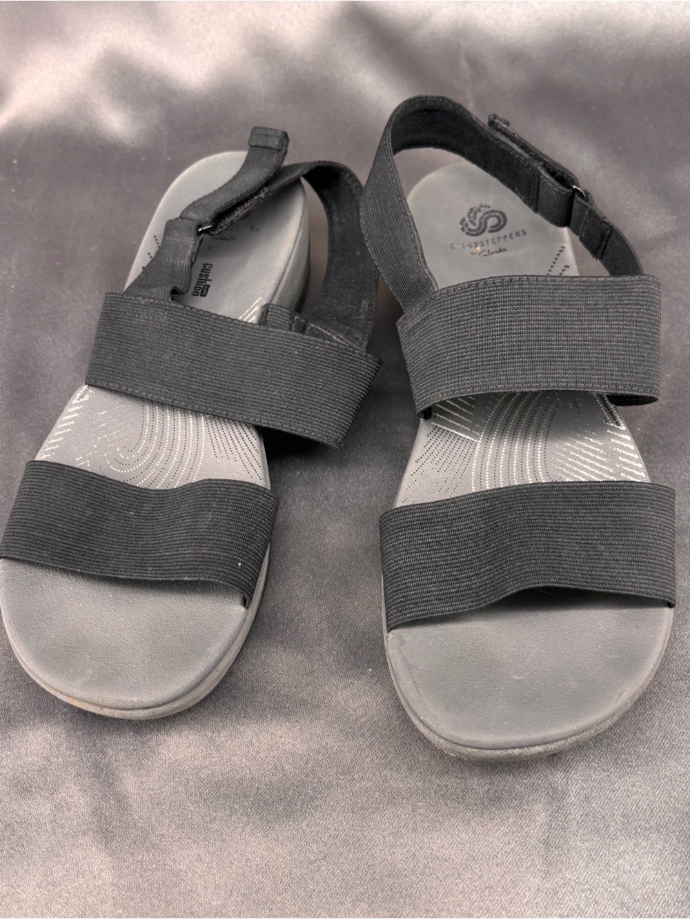 Clarks Black Elastic Strap Comfort Sandals
